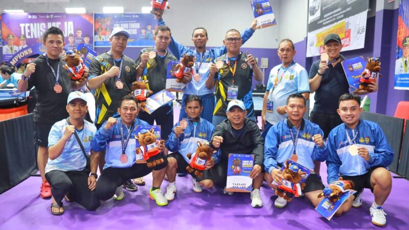 Hari Ketiga PORNAS Korpri XVII 2025, Tim Tenis Meja Kalteng Sumbang Dua Perunggu