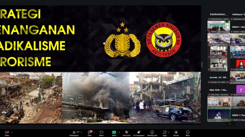 Gandeng Densus 88, Disdik Kalteng Gelar Sosialisasi Daring, Cegah Kekerasan dan Radikalisme di Kalangan Pelajar