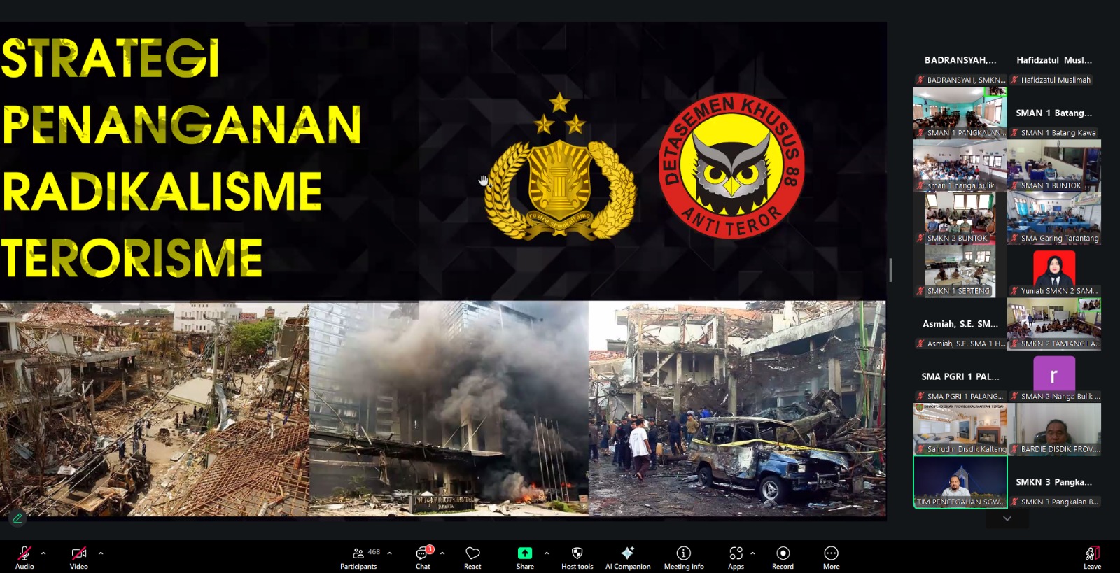 Gandeng Densus 88, Disdik Kalteng Gelar Sosialisasi Daring, Cegah Kekerasan dan Radikalisme di Kalangan Pelajar