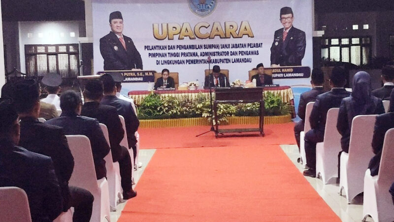 Pemkab Lamandau Laksanakan Pelantikan dan Pengambilan Sumpah Jabatan Pimpinan Tinggi Pratama