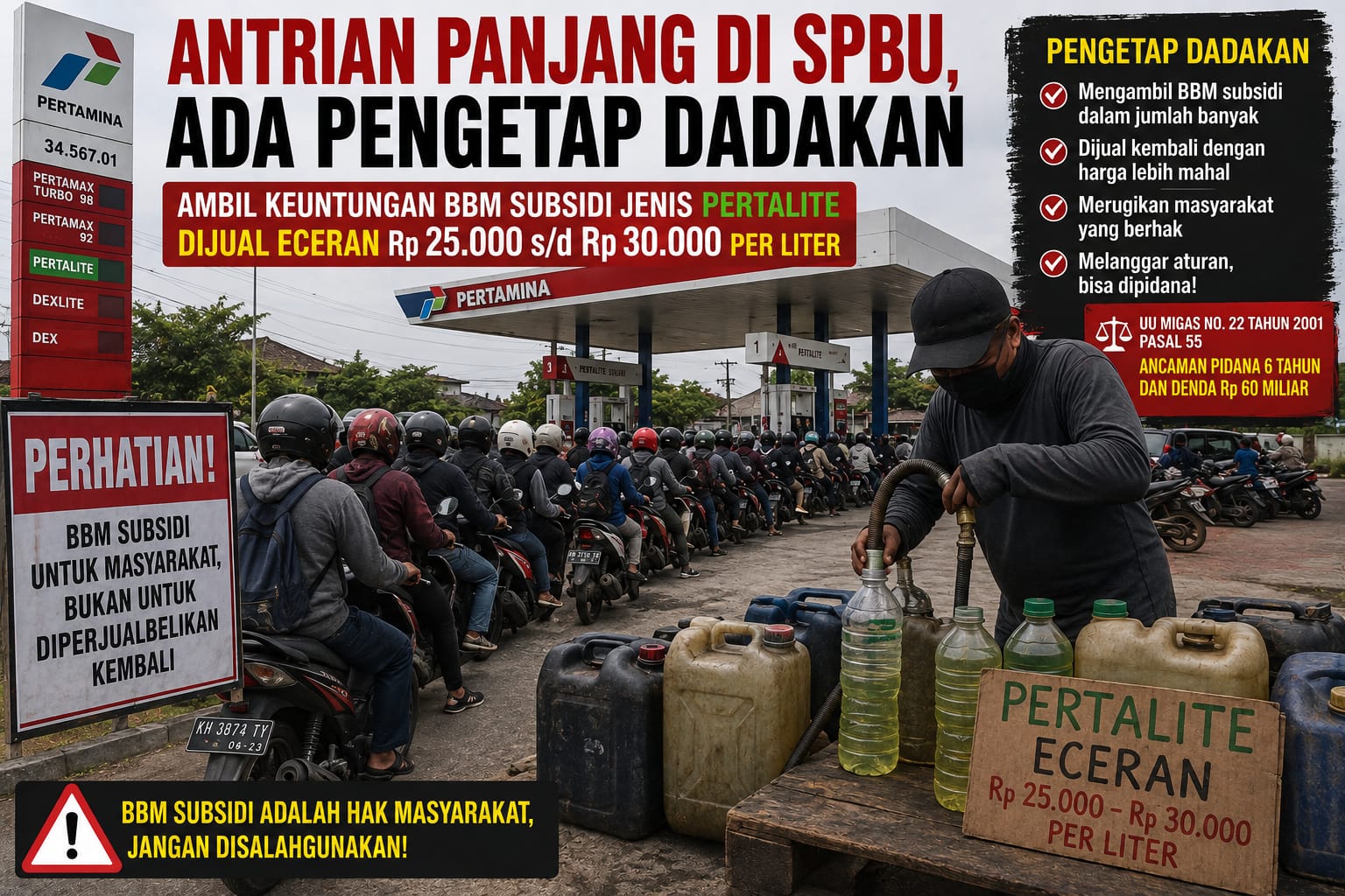 BBM Subsidi Pertalite dijual Online Mencapai Rp 25 -30 Ribu Jadi Sorotan