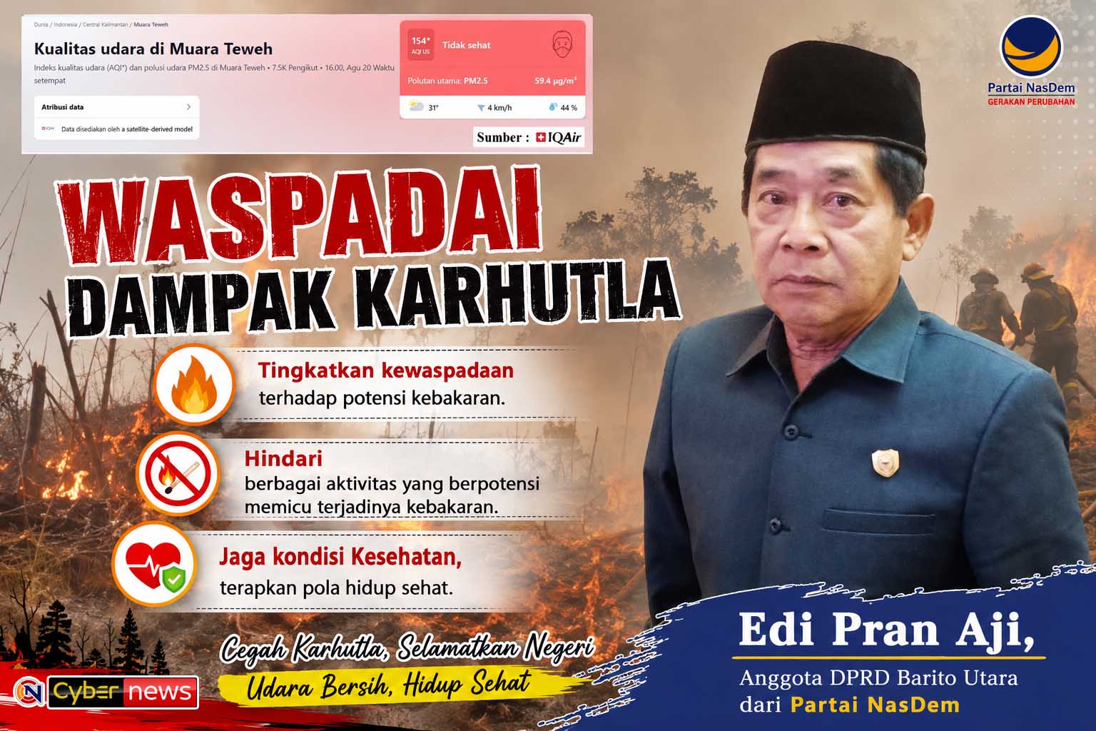 Edi Pran Aji Ingatkan Warga Waspadai Kebakaran dan Jaga Kesehatan Saat Kemarau