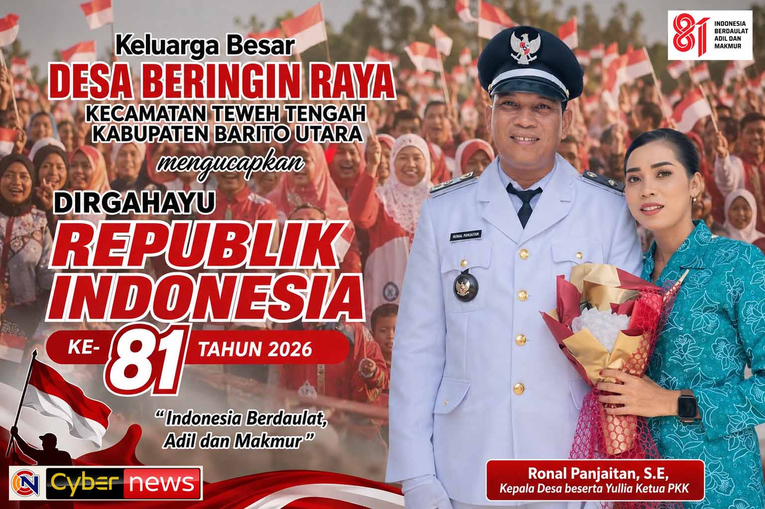 HUT RI ke-81, Kades Beringin Raya Dorong Gotong Royong dan Percepatan Pembangunan Desa