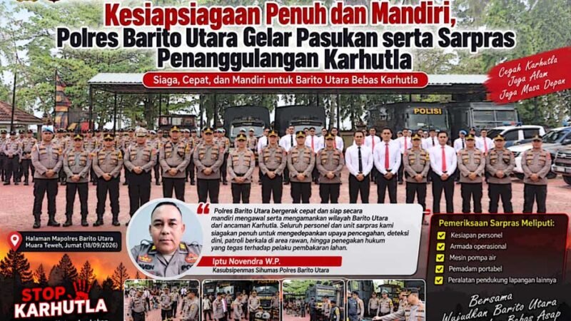 Polres Barito Utara Perkuat Kesiapsiagaan Karhutla, Personel dan Sarpras Disiagakan Penuh