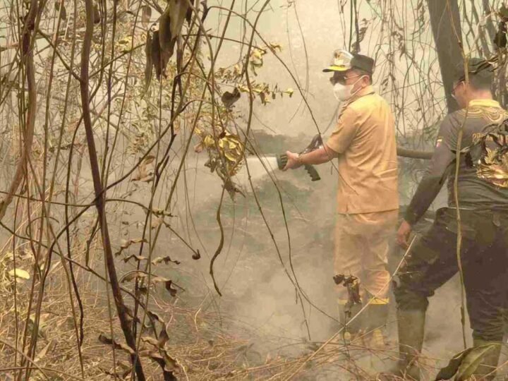 Karhutla Meluas di Km 17 Palangka Raya, Gubernur Agustiar Sabran Ikut Turun Padamkan Api