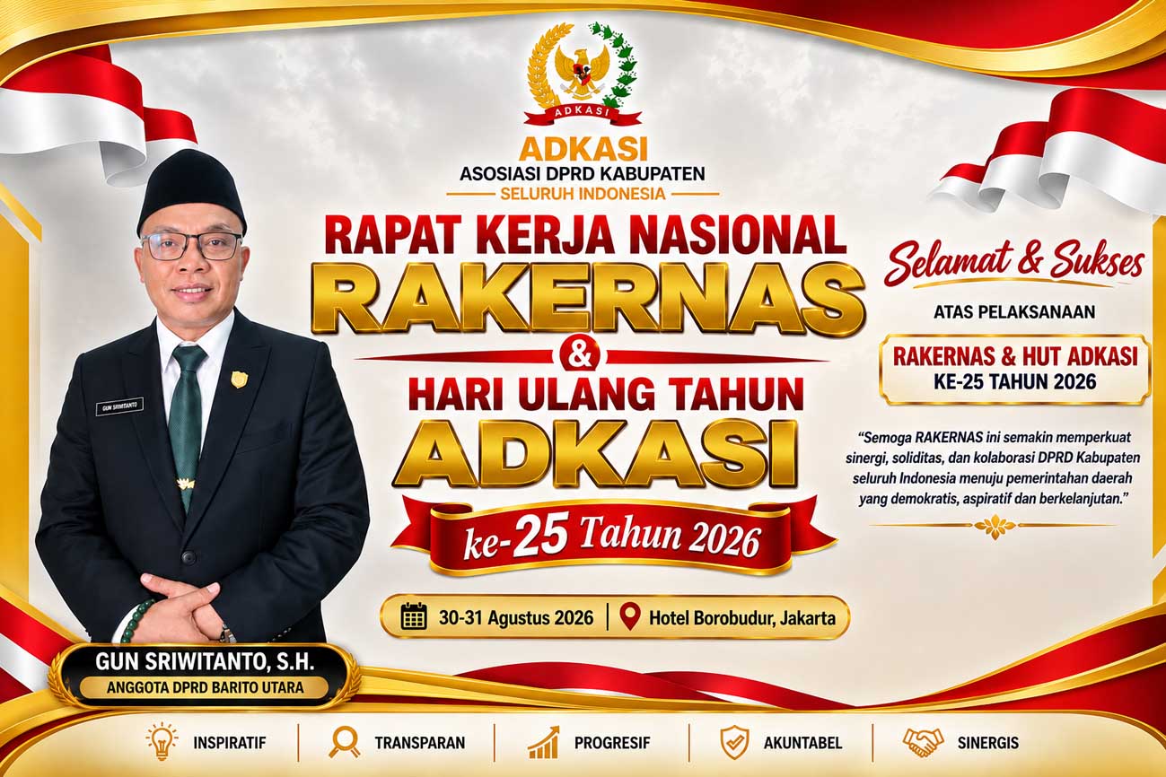 Hadiri Rakernas dan HUT ke-25 ADKASI, Gun Sriwitanto Tegaskan Komitmen Perkuat Peran DPRD